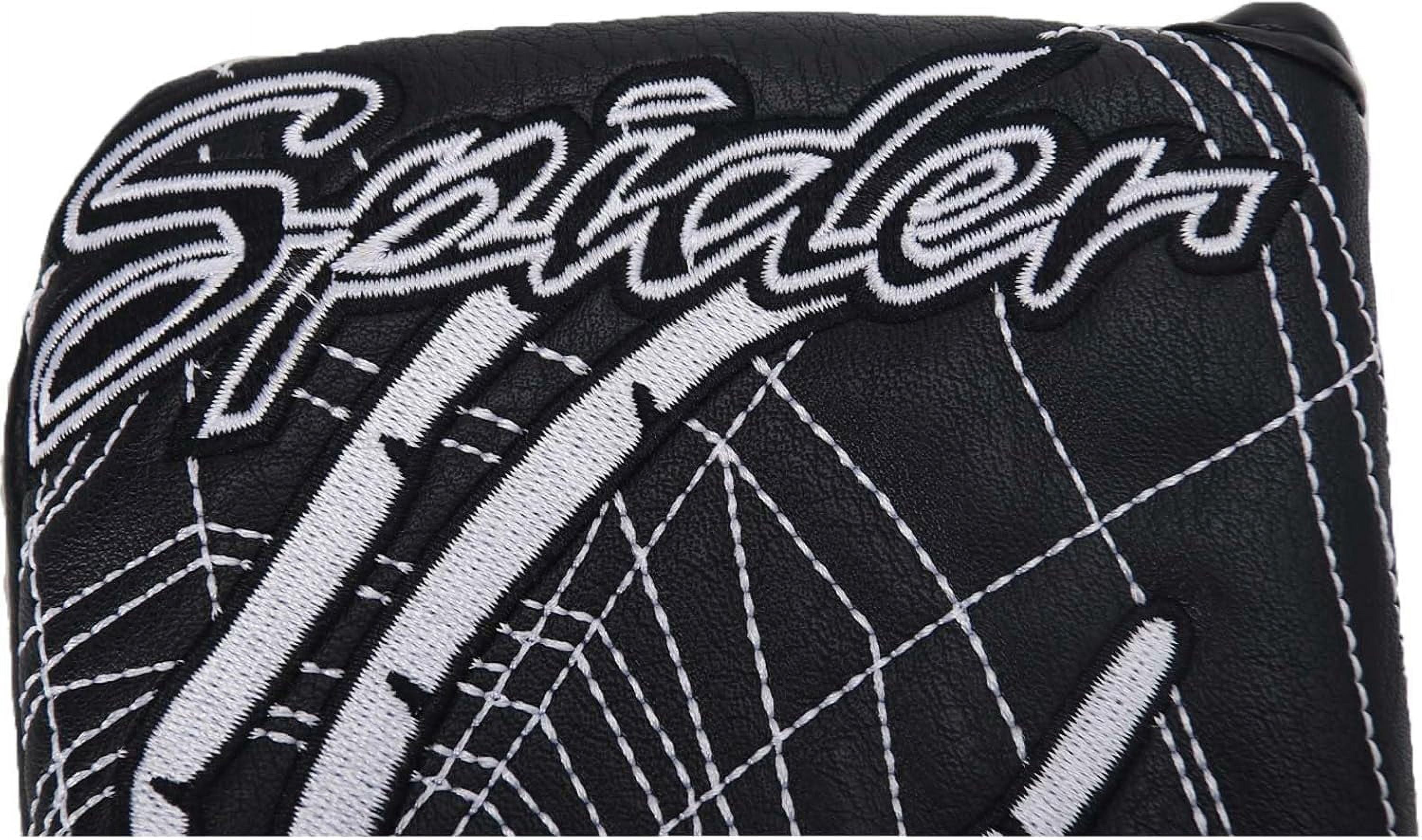 Golf Mallet Putter Head Cover Spider Embroidery Pattern Magnetic Synthetic Leather PU Headcover