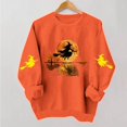 thumbnail image 2 of Smupbvky Womens Halloween Print Sweatshirts Fall Witch Graphics Tops Long Sleeve Crew Neck Pullover Holiday Casual (XL, Orange), 2 of 5
