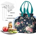 thumbnail image 4 of Pioneer Flower Floral Print Pattern Drawstring Lunch Bag Women - Drawstring Lunch Bag Insulated for Work Office - Stain-Resistant Large Lunchbags for Women with Multi-Pockets, 4 of 6