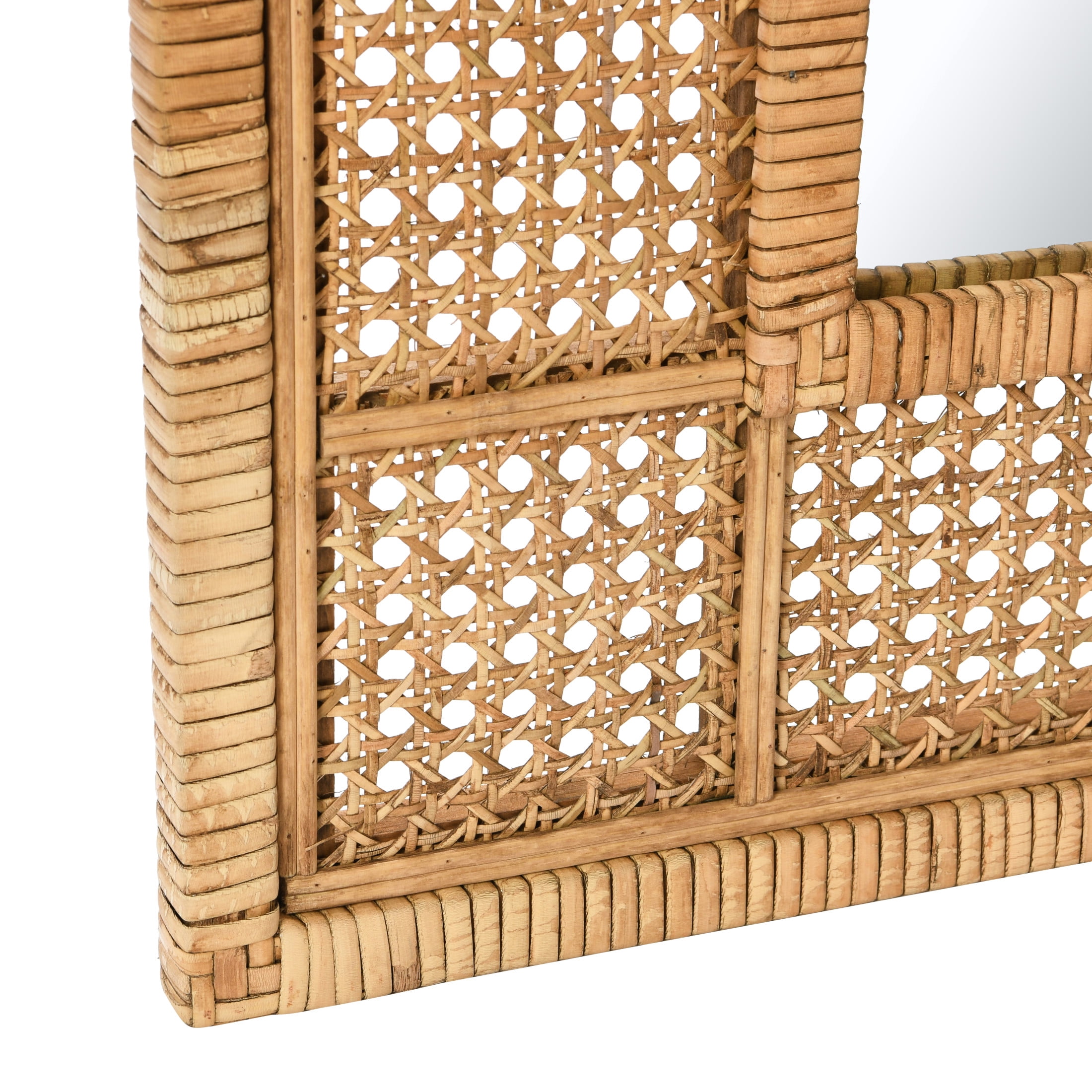 Creative Co-Op Square Boho Rattan Framed Wall Mirror, Natural