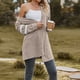 thumbnail image 4 of Women Sweater Coat Open Front Long Sleeve Soft Comfortable Casual Midi Long Knitwear Coat for Daily Wear Khaki M, 4 of 9