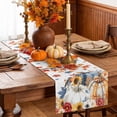 thumbnail image 6 of Orange Blue Pumpkins Fall Table Runner - 90 Inch Long Thanksgiving Branches Leaves Squirrel Cotton and Linen Blended Dress Scarves Farmhouse Table Runner for Kitchen Dining, Coffee Table, 13" x 90", 6 of 8