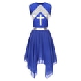 thumbnail image 3 of RUNQHUI Womens Lyrical Praise Dance Dress Round Neck Liturgiacal Dancewear Worship Dancewear Royal Blue L, 3 of 7