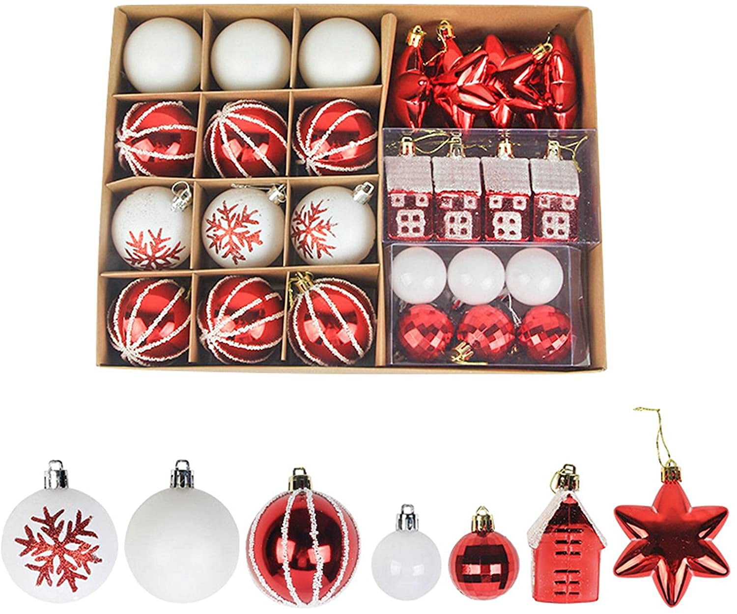 Large Christmas Ornaments Balls, 28PCS Red and White Christmas Tree