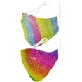 thumbnail image 3 of 2- Pack Rainbow Sequin Face Covers with Adjustable Elastic Ear Loop Cover Full Face Anti-Dust, Unisex, Washable and Reusable (Rainbow), 3 of 6