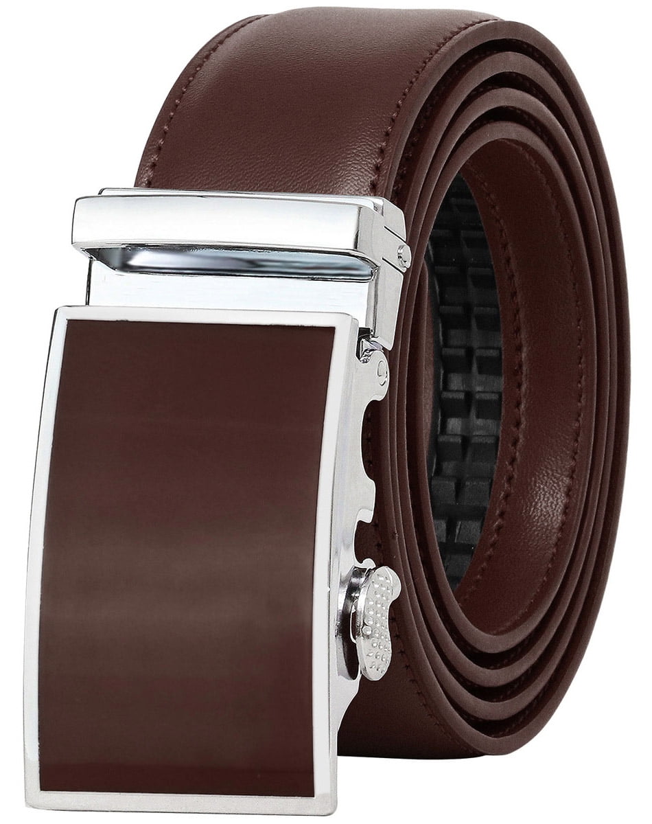 Men's Belt Leather Dress Belts Ratchet Automatic Buckle Size Customized 