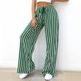 thumbnail image 4 of ShomPort Palazzo Pants for Women Casual Striped Wide Leg Pants Drawstring High Waist Trouser with Pockets, 4 of 6