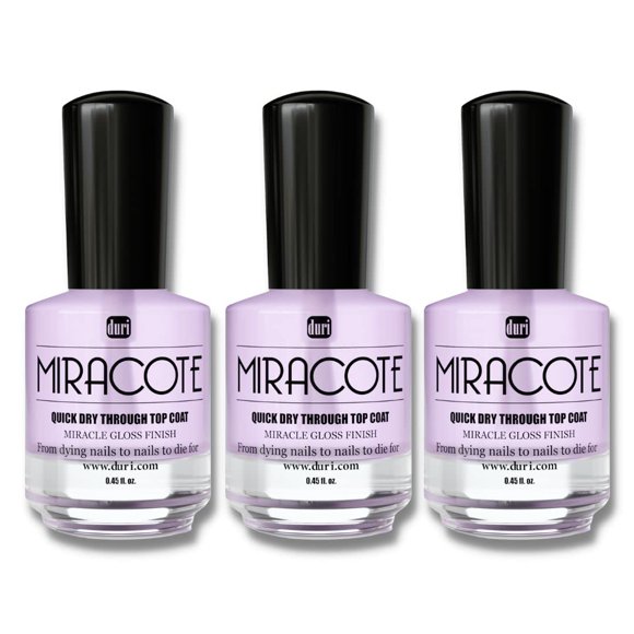 Esmalte de uñas Top Coat duri Miracote Quick-Dry High Gloss x3