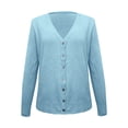 thumbnail image 5 of Jxximdong Fashion Coat for Women, V Neck Button Knit Cardigan Sweater Jacket Cardigan, Women's Coats Blue, 5 of 6
