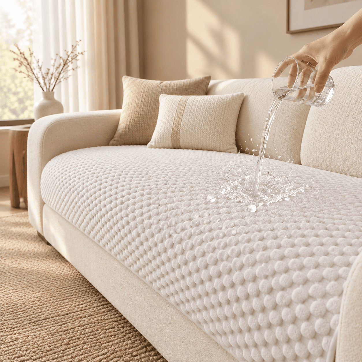 Cream 35 X 71 Waterproof Non-Slip Washable Pet Sofa Protector