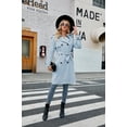 thumbnail image 2 of Double Breasted Spring Fall Women Solid Color Lapel Long Casual Trench Coat, 2 of 7