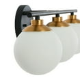 thumbnail image 4 of Robert Stevenson Lighting Lorne - Metal and Frosted Glass 3-Light Vanity Light, Matte Black and Brushed Gold, 4 of 7