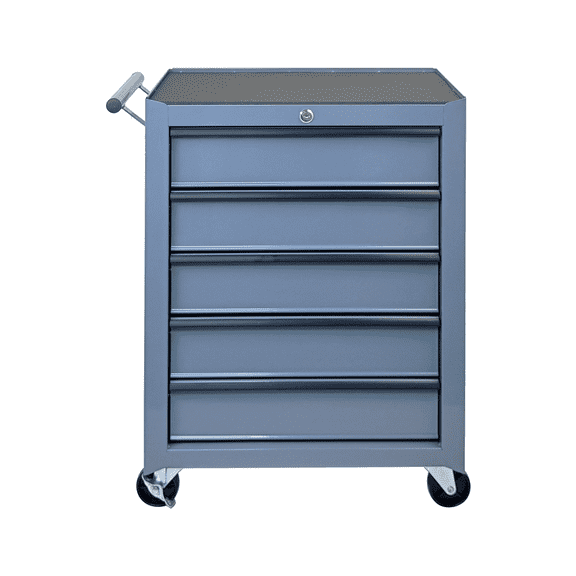 Rolling Tool Chest with 5 Drawers, 20" Metal Tool Cart with Wheels, Steel Tool Storage Cabinet with Ball Bearing Slides, Mobile Toolbox Organizer with Lockable Drawers & Side Handle, Grey