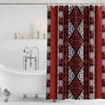 thumbnail image 2 of Red Black Boho Shower Curtain Set - Extra Long 72" x 96" Washable Bathtub Curtain with 12 Hooks, Geometric Vintage Abstract Art Waterproof Fabric Stall Shower Curtains for Bathroom/Bathtub Décor, 2 of 6
