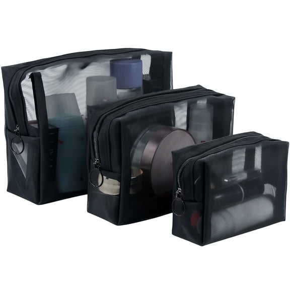 3 Pack Mesh Makeup Bags For Women Mini Travel Pouch Cosmetic Organizers