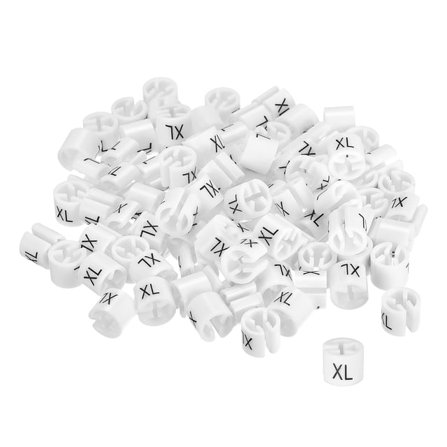 Marcadores de percha de ropa de 160 piezas, etiquetas de tamaño XL, adecuadas para varillas de 3.5 mm, etiqueta de color para perchas de ropa, blanca