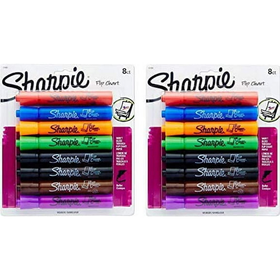 Sharpie 22480PP Flip Chart Markers, Bullet Tip, Assorted Colors Pack of 2