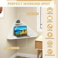 thumbnail image 4 of CRXX Corner Floating Desk, Wall Mounted Computer Desk with Storage Shelf, Space-Saving Writing Desk, Triangle Laptop Desk for Living Room, Study, Bedroom, Home Office & Small Spaces (White), 4 of 9