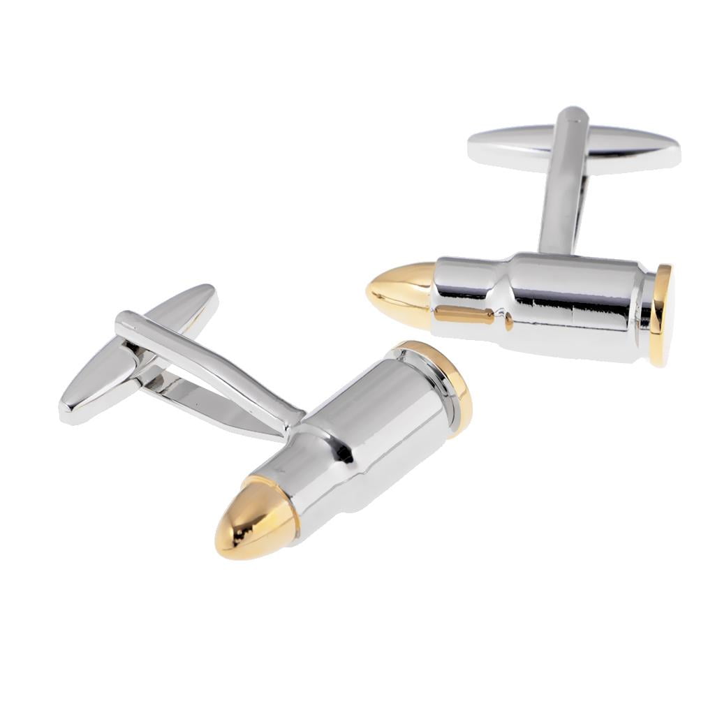 1 Pair Two Silver 's Wedding Copper Cuff Links Unique Bullets