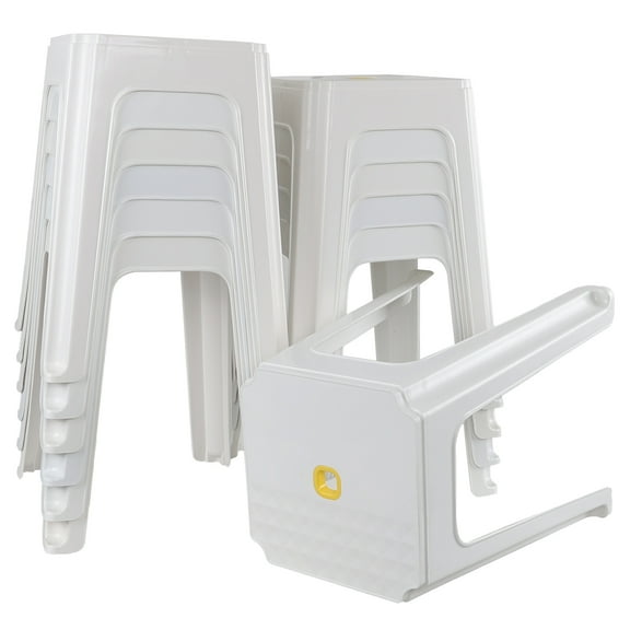 Tstorage 12 Packs 18.7" Height Square Plastic Stool, Stackable Plastic Seat Stool, Backless Plastic Stools, White