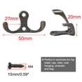 thumbnail image 2 of Dual Hooks Zinc Alloy Hook Coat Hat DIY Robe Hooks Clothes Hanger Holder w Screws 2pcs, Bronze Tone, 2 of 7