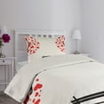 thumbnail image 4 of Ambesonne Tree Quilted Coverlet 2 Pcs, Heart Romance Love Art, Twin Size, Black Red White, 4 of 5