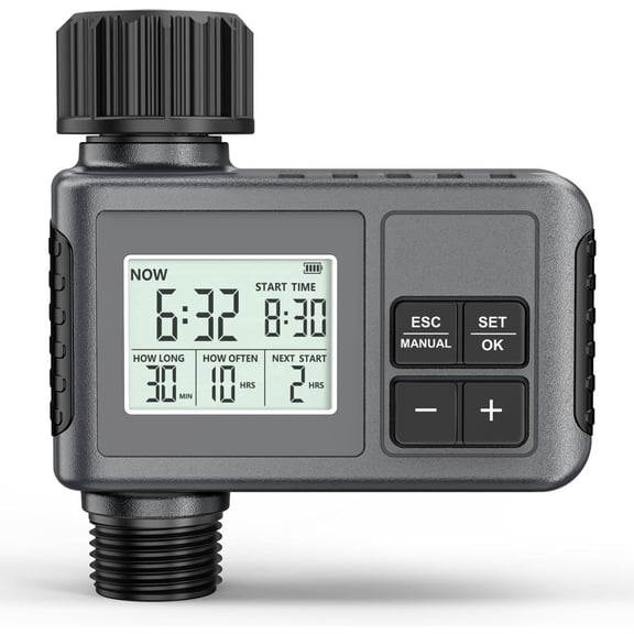 Water Timer, 1 Zone Outdoor Hose Timer for Garden Faucet with Auto/Manual/Rain Delay Mode, Sprinkler Irrigation Timers for Yard Lawn.