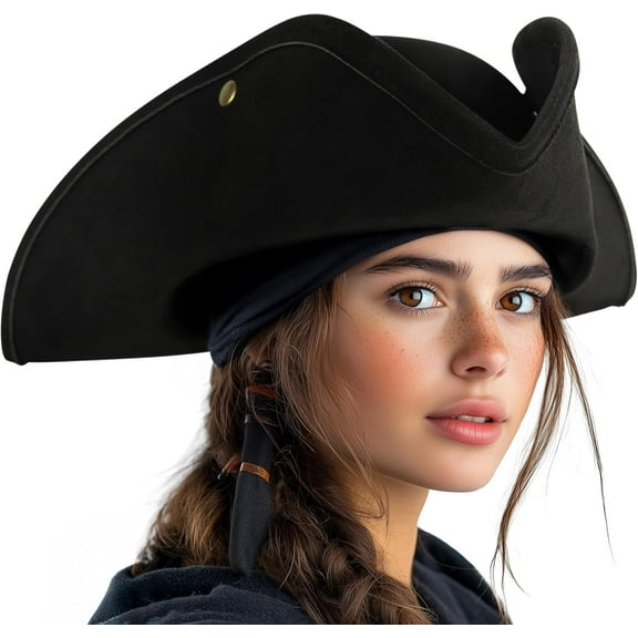 Adult Pirate Hat for Women Colonial Tricon Hat Halloween Costume Accessory