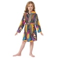 thumbnail image 6 of FORMRS Niños Bathrobe Unisex Hooded Robe Soft Plush Pajamas Sleepwear, Size 4-6T, Futuristic Circles, 6 of 7