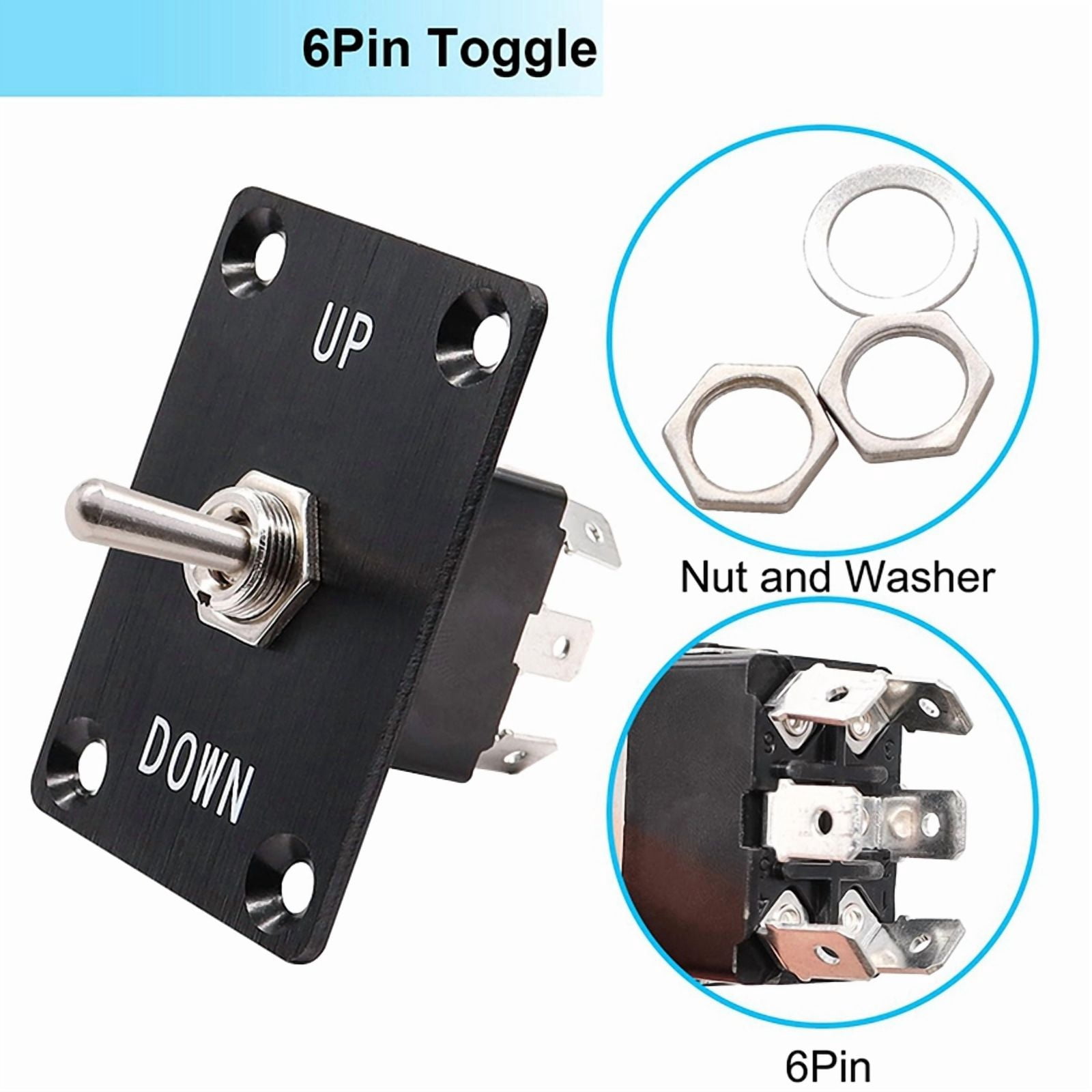 4X Rocker Toggle Switches Momentary 6 Pin 3 Position (on)-Off-(on)UP/Down Polarity Reverse Switch with Panel