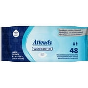 Attends Washcloths No-Rinse Disposable Cleansing Wipes for Incontinence, 7.8x11.8, Hypoallergenic Alcohol-Free with Aloe, Scented, 576ct Case