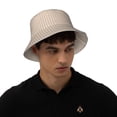 thumbnail image 5 of Yiaed Brown Gingham Print Reflective Stripe Bucket Hat Unisex Funny Outdoor Fisherman Cap Beach Sun Hat, 5 of 5