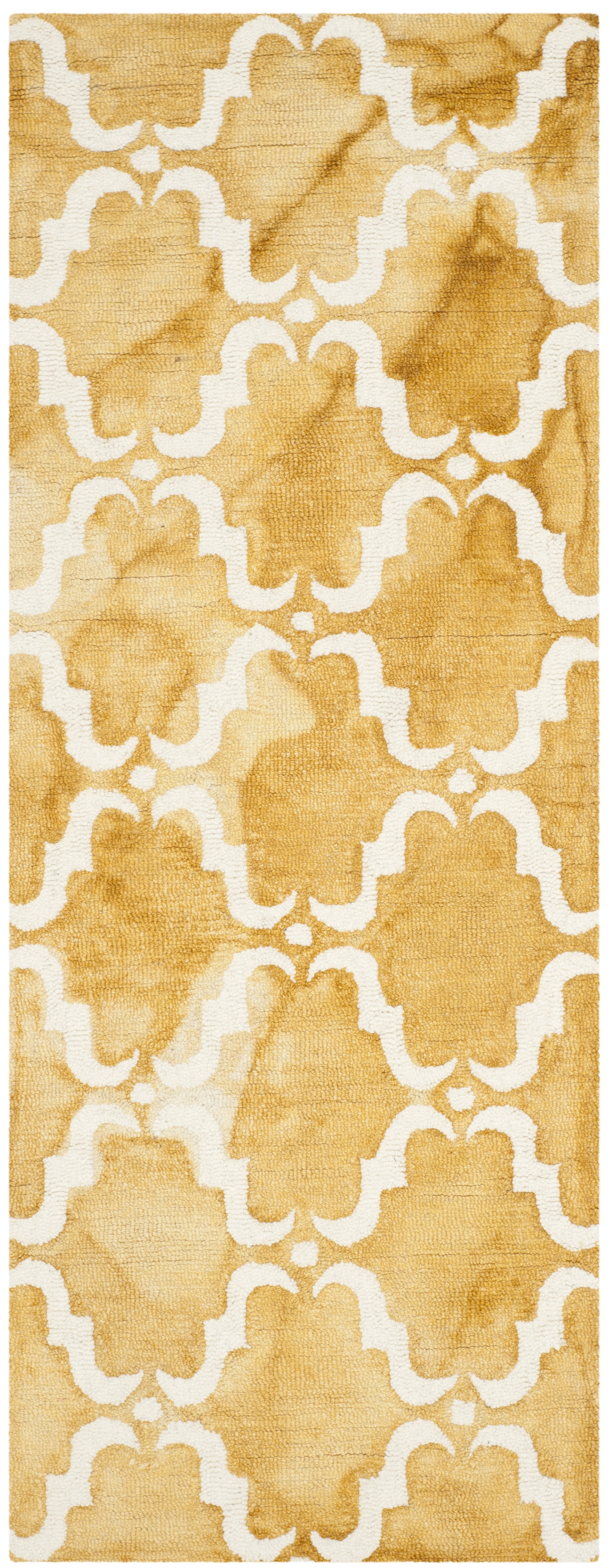 Safavieh Dip Dye Talbot Distressed Wool Runner Rug, Gold/Ivory, 2'3" x 6'