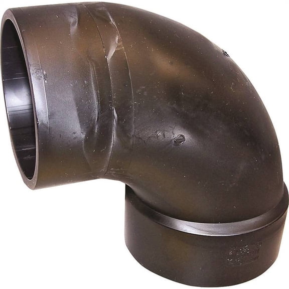 CANPLAS 102454LBC Sanitary Street Pipe Elbow, 4 in, Spigot x Hub, 90 deg Angle, ABS, Black
