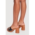 thumbnail image 3 of Women's Metallic Studded Detail Wooden Platform Block Heel Sandals, 3 of 3