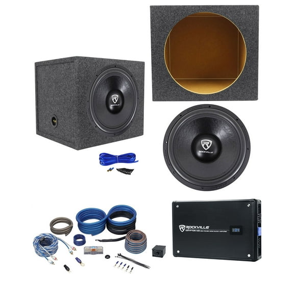 Rockville W15K6D2 V2 15" 4000w Subwoofer Sealed Sub Box Mono Amplifier Amp Kit