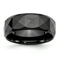 thumbnail image 1 of Ceramic Faceted Black 8mm Polished Beveled Edge Band Size 12, 1 of 6