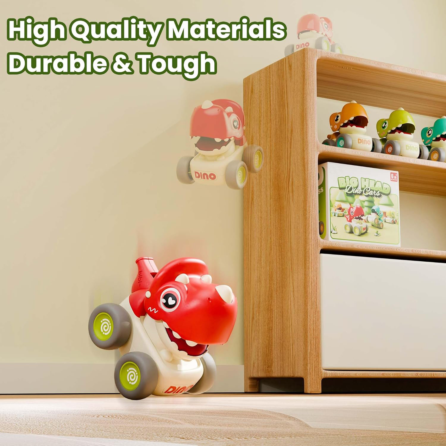 WQFSTORE Dinosaur Press and Go Toy Cars for Toddlers photo 5