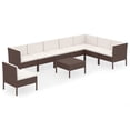 thumbnail image 2 of vidaXL 9 Piece Garden Lounge Set with Cushions Poly Rattan Brown, 2 of 8