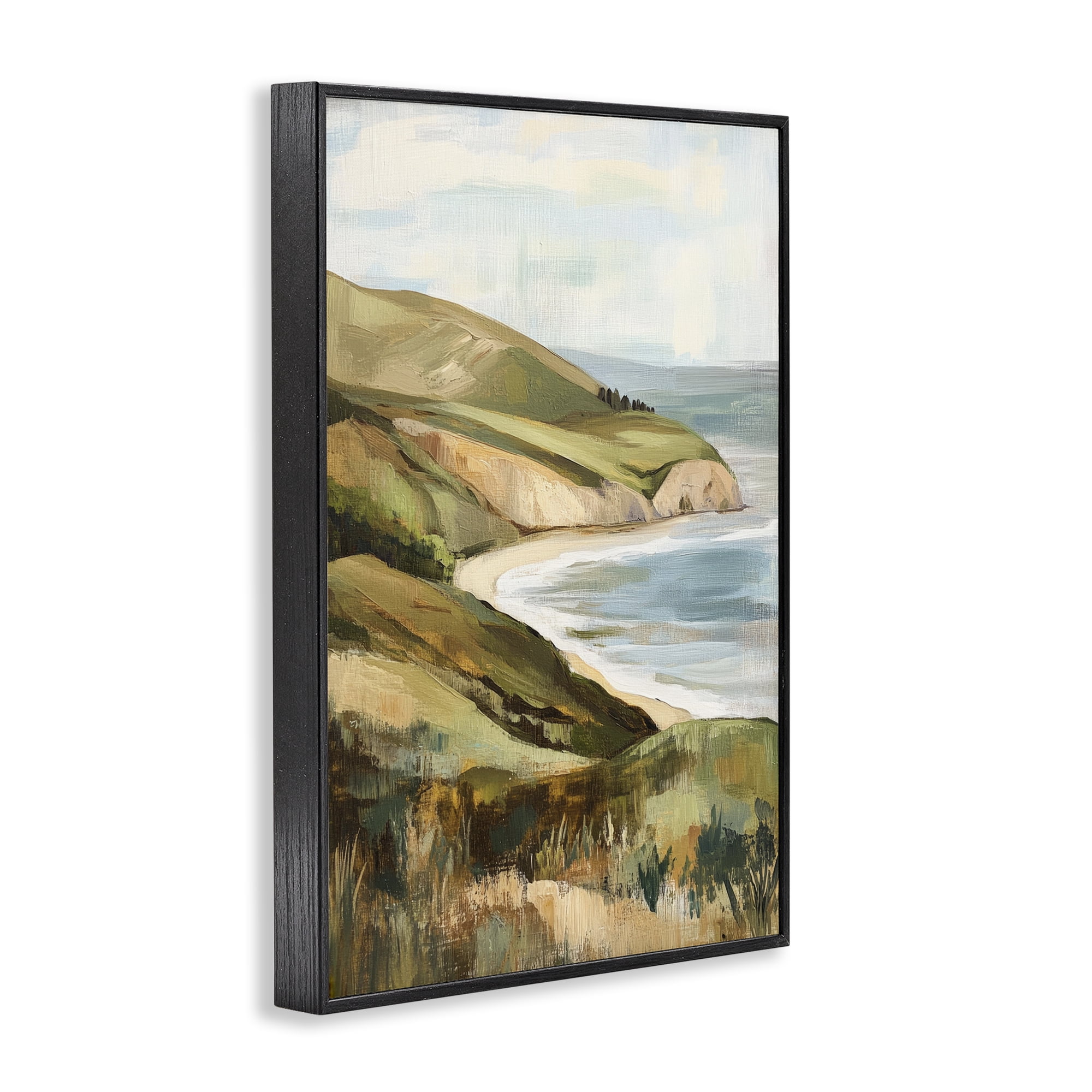 Stupell Industries Painted Cliffside Coastal Morning Light Black Framed Giclee Art, design by Petal Prints Design