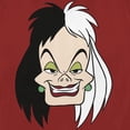thumbnail image 2 of Women's One Hundred and One Dalmatians Cruella De Vil Face Portrait Graphic Tee Red Medium, 2 of 4