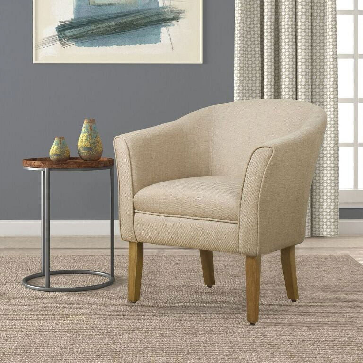 HomePop Modern Barrel Accent Chair, Light Brown Fabric