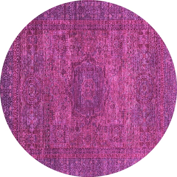 Ahgly Company Indoor Round Abstract Pink Modern Area Rugs, 3' Round