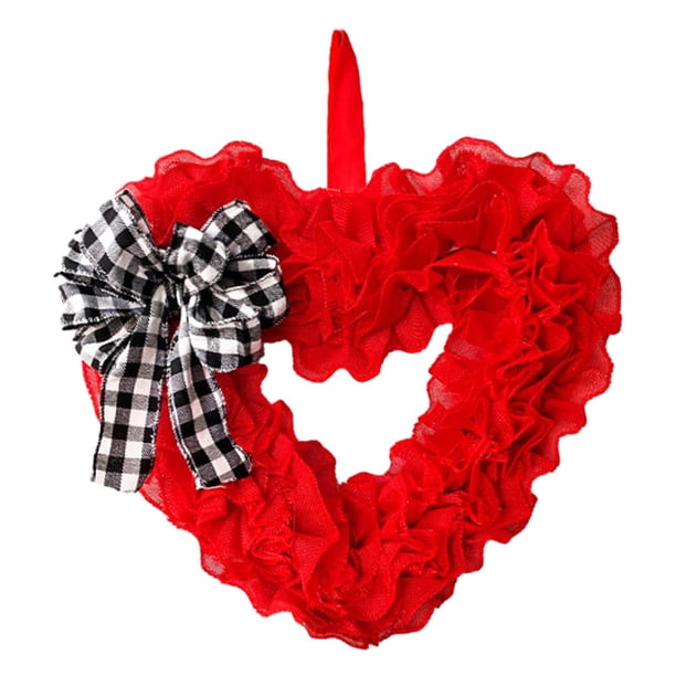 Corona de amor del día de San Valentín, artículos para fiestas, guirnalda de letreros, corona de puerta principal, corona de cinta de lazo de porche,
