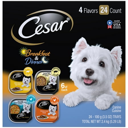 CESAR Wet Dog Food HOME DELIGHTS & Classic Loaf in Sauce Breakfast & Dinner Variety Pack, (24) 3.5 oz.
