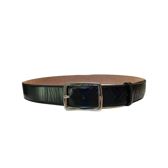 Fendi Silver Buckle Smooth Black Calf Leather Belt 100 7C0434 Unisex Adjustable Luxury Fashion Accessory