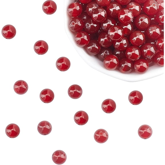 About 100 Pcs 8mm Natural Stone Beads Natural Carnelian Round Beads Gemstone Loose Beads for Bracelet Necklace Jewelry Making (Hole: 1mm) 1box
