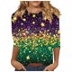 thumbnail image 2 of RKSTN Mardi Gras 3/4 Sleeve T Shirts for Women Top Oversized Crewneck Carnival Mask Print 3/4 Length Sleeve Shirt Womens Casual Round Neck Mask Tuesday Carnival Party Three Quarter Sleeve Tee Shirt, 2 of 5
