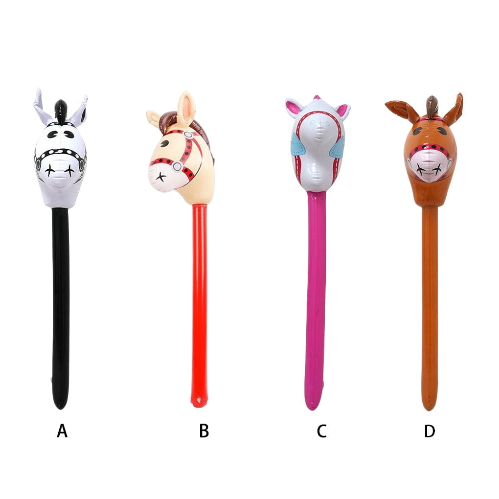 3 Têtes De Cheval Gonflables 95 Cm - Bâtons Sauteurs - Hobby Horse - Anniversaire Piscine