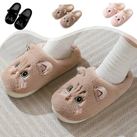 

Womens Slippers Winter Shoes Women s Cute Slippers Warm Winter Slippers Soft Fleece Plush House Slippers Indoor Outdoor Brown qILAKOG Size 44-45